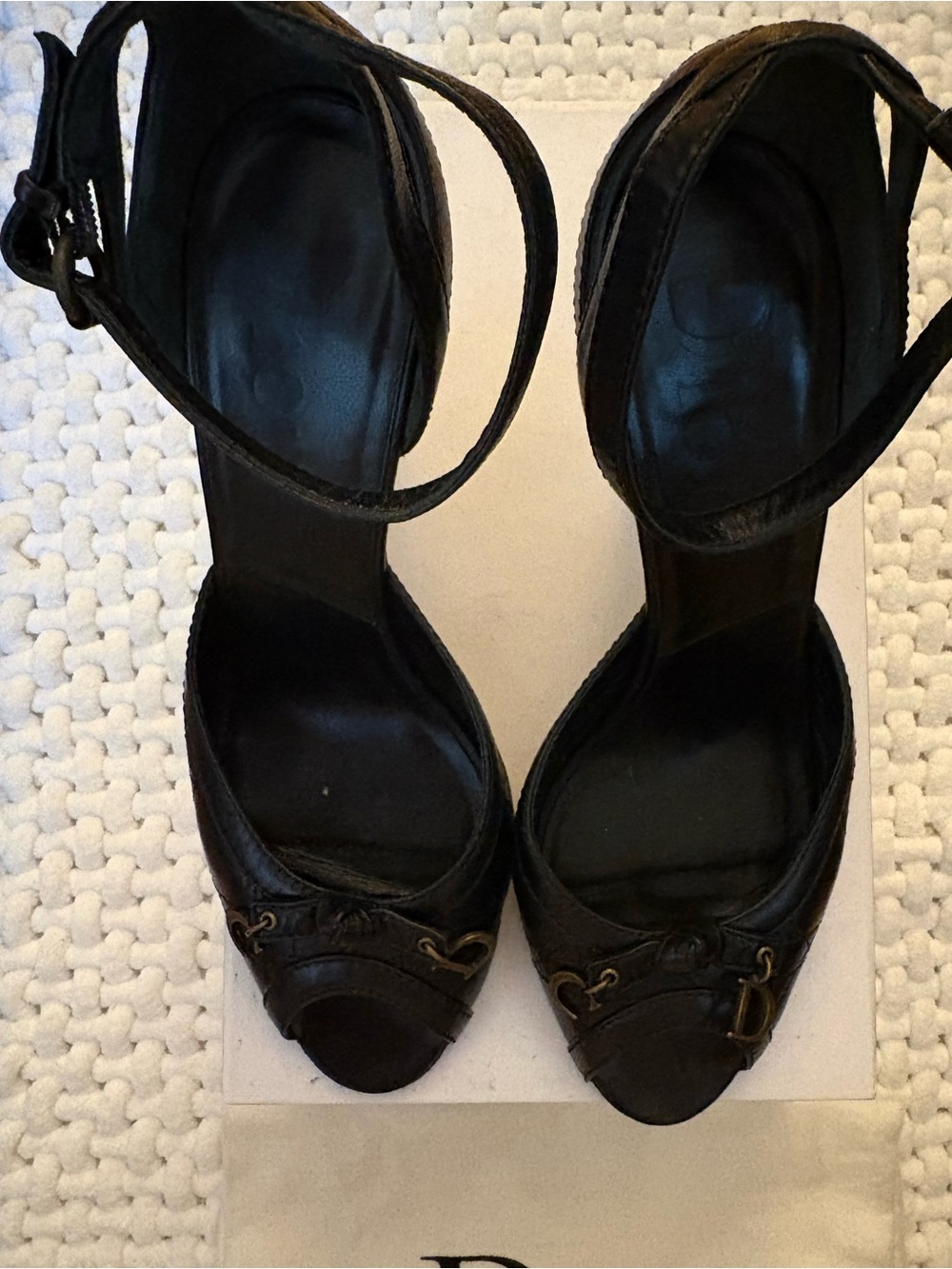 Dior Classic Black Cannage Sandale Women's Ankle-Strap Peep-Toe 3 3/4 inch Heels
